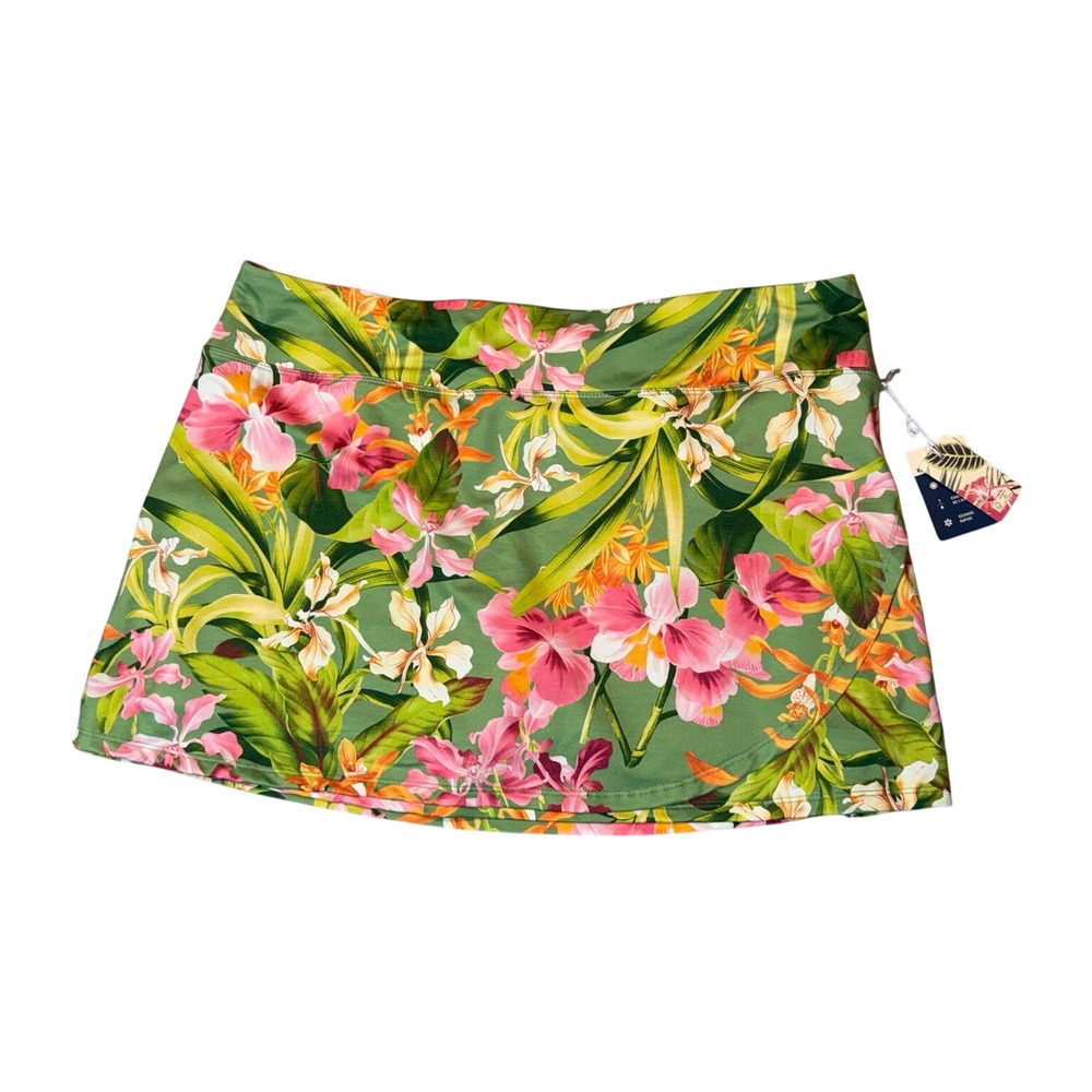 Tommy Bahama Everyday Active Tropical Floral Skort Green Pink UPF 50 XL